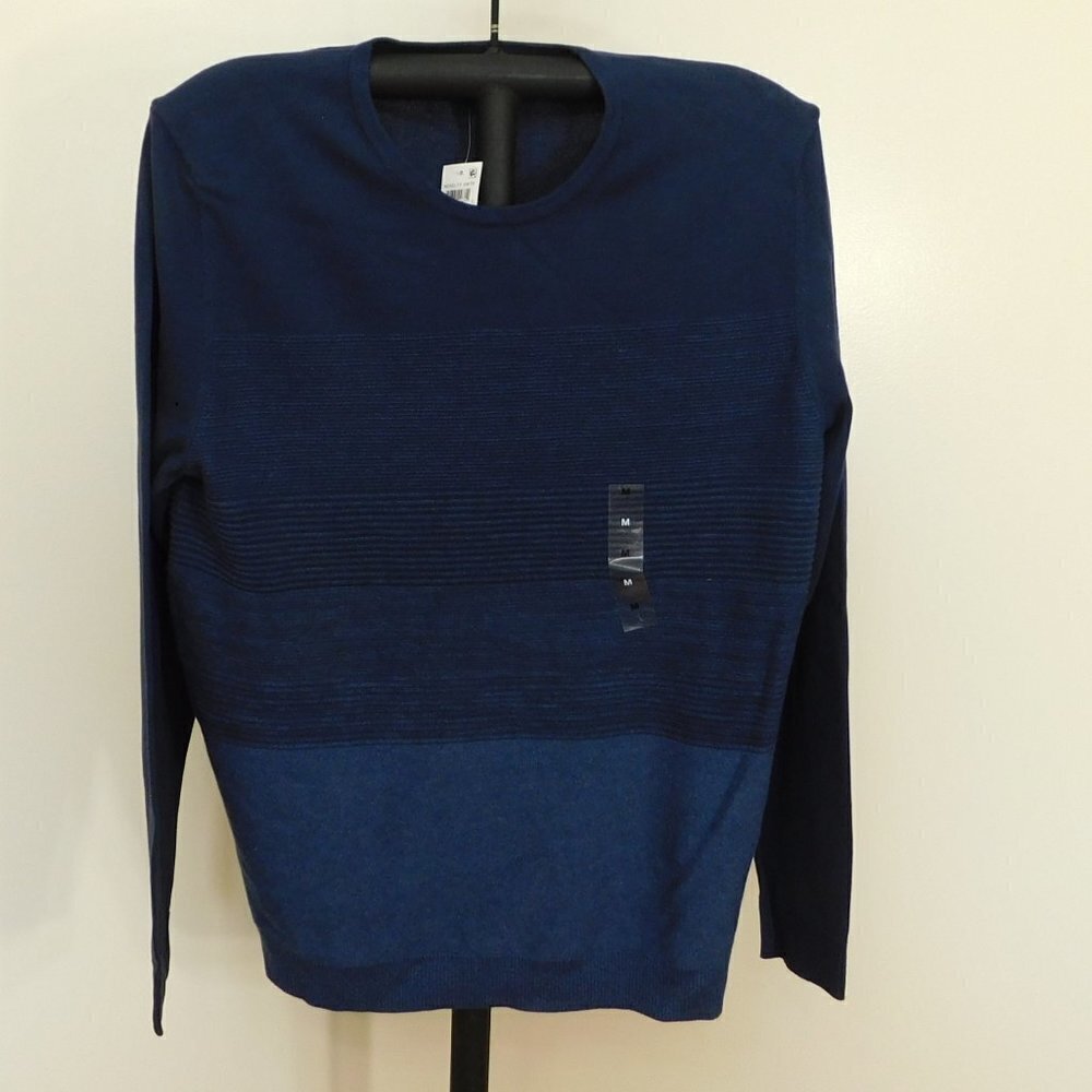 Alfani Blue Men's Colorblocked Crew Neck Sweater M